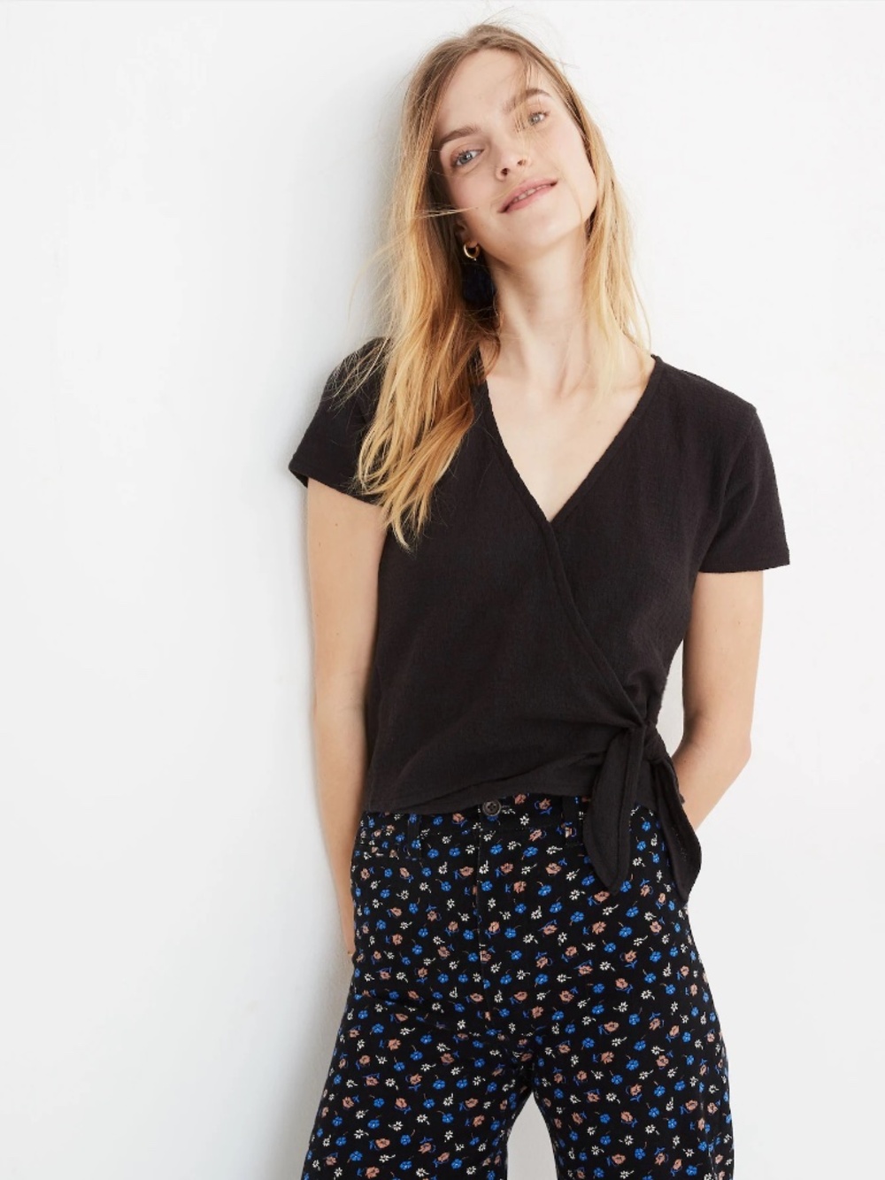 Madewell Texture & Thread Wrap-Tie Top